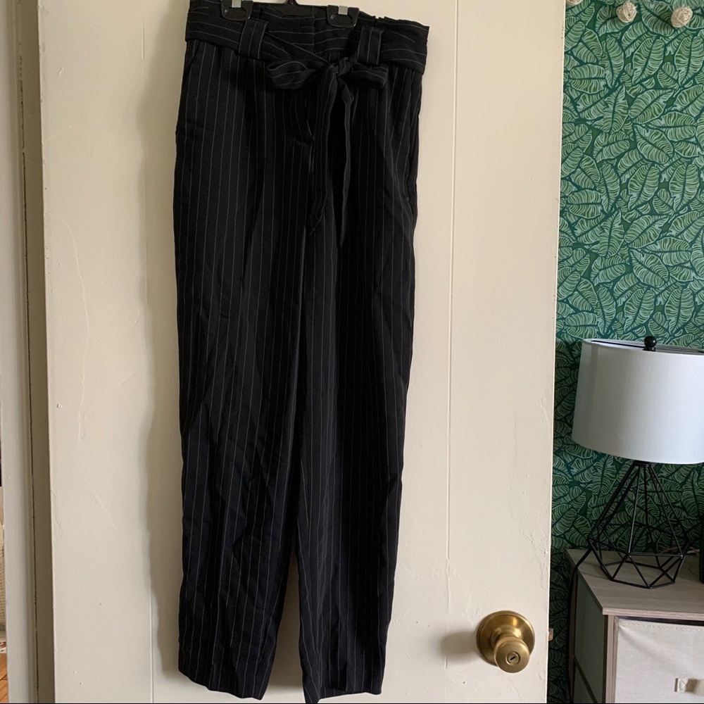 Pinstripe paper bag pants